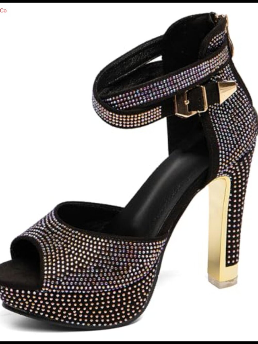 Rhinestone Platform High Heel Sandals Ankle Strap Peep Toe Wedding
